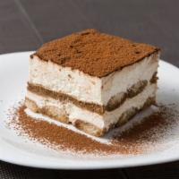 Sweetaly Tiramisu · Layers of espresso drenched ladyfingers separated by mascarpone cream and dusted with cocoa ...