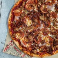 The Miller-Personal · Truly massive! Sausage, all natural pepperoni, bacon, and smoked ham (2pc serving size. 350-...