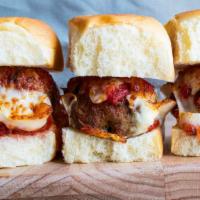 Meatball Sliders-2Pc · Choice of 2 or 3 Sliders. (Serving Size 1 Slider 270-310 cal.)