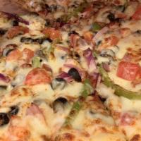 Mexican · Pepperoni, beef, onions, jalapeños and tomatoes.