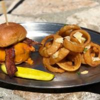 Bbq Chicken Sandwich · Grilled, marinated chicken breast with 3-pepper bacon and cheddar cheese, topped with crisp ...
