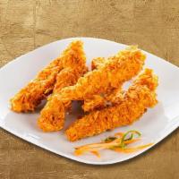 Simple Strips (4Pcs) · Chicken tenders breaded and fried till golden and crisp, served with a choice of 2 dipping s...