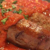 Sausage In Marinara · 2 premium Italian sausages in marinara