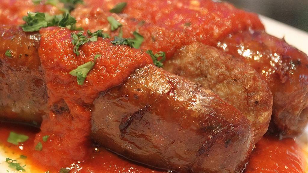 Sausage In Marinara · 2 premium Italian sausages in marinara