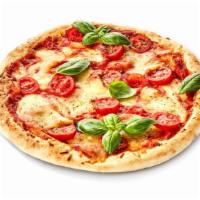 Margarita Pizza · Fresh tomatoes, basil, olive oil, garlic & mozzarella cheese.
