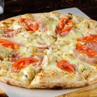 White Pizza · Olive oil, garlic, ricotta, parmesan & mozzarella cheese.