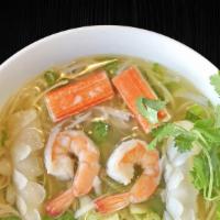 Pho Seafood - Phở Hải Sản · Shrimps, real crab, squid, imitation crab, and fish ball.
