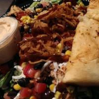 Bbq Ranch Chicken Salad · Mixed Greens, BBQ Chicken Breast, Bacon, Mozzarella Cheese, Tomatoes, Black Bean & Corn Sals...