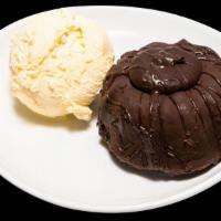 Lava Cake · warm chocolate cake with a molten chocolate center, topped with vanilla ice-cream