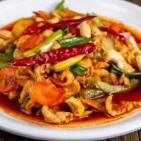 Cashew Nut · Meat stir fried with onions, bell peppers, carrot, celery, and cashew nuts in chili paste sa...
