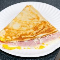 Paris Crepe · Mozzarella, ham, egg.