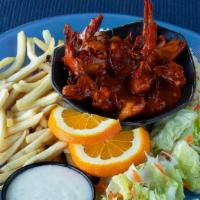 Shrimp Hot Sauce Style · Camarones a la diabla 

(se sirven con ensalada, arroz y papas fritas) 

(served with salad,...