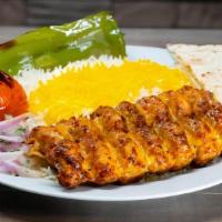 Chicken Luleh Kabob Plate · Ground (thigh & breast) of chicken mixed with special spices, skewered and charbroiled to pe...