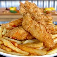3 Piece Chicken Tenders (2 Sauces) + Fries · Our Fried Chicken Tenders are crispy on the outside and juicy on the inside and include a sa...