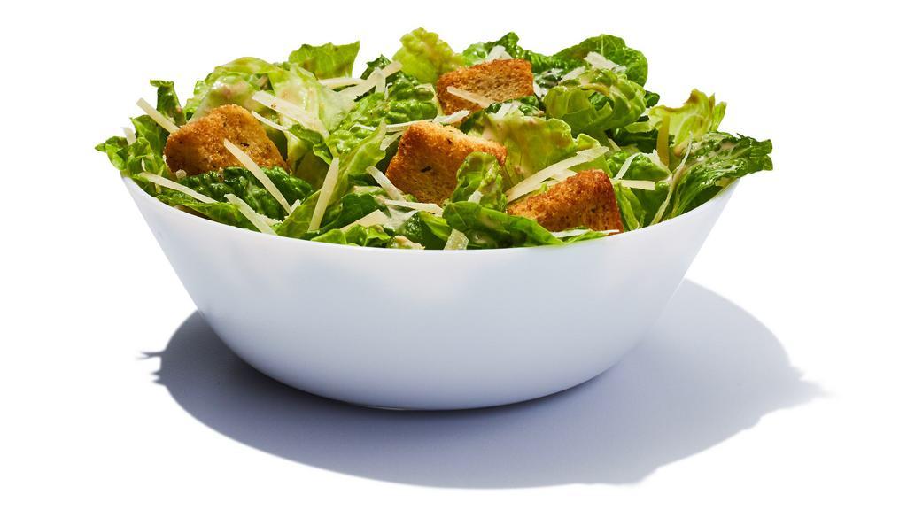 Caesar Salad · Romaine mixed with parmesan and croutons tossed with a creamy garlic dressing. 610 cal