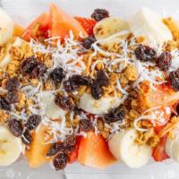 Hawaiiana Chica / Small Hawaiian · Fresh fruit cut and served with cottage cheese, granola, coconut, raisins and honey on top