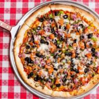 Veggie Special · With mushrooms, tomatoes, green peppers, onions, olives and extra cheese.