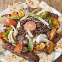 Muma Feast · Includes chicken kebab, chicken wing, adana, kofte and beef steak. Served with rice, salad, ...