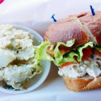 Chicken Salad Sandwich · Delicious chunks of chicken breast and spices with a hint of honey on our wheat bun.