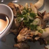 Kinoko Grilled Oyster Mushrooms · Vegetarian. Grilled oyster mushrooms served with ponzu sauce.