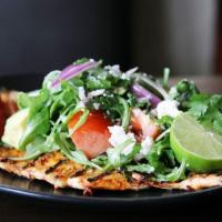 Chicken ‘Desmadres’ · boneless chicken pounded out thinly, chipotle- grilled, with arugula, tomato & avocado salad...