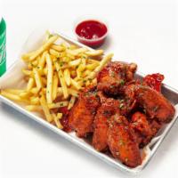 Traditional Wings & Fries Lunch Special L $2 Off · <Feeds 1-2 People> A order of our famous traditional Wings, Choice of fries & Choice of soda