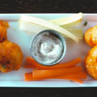 Cauliflower Wings (Vegan) · Served with vegan house ranch and crudite.