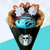 Dolly'S Dream (Bubble Waffle) · Signature Bubble Waffle topped with ultimate cookie monster ice cream, strawberries, brownie...
