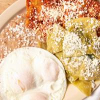 B15 Chilaquiles · Served With Rice, and Beans.