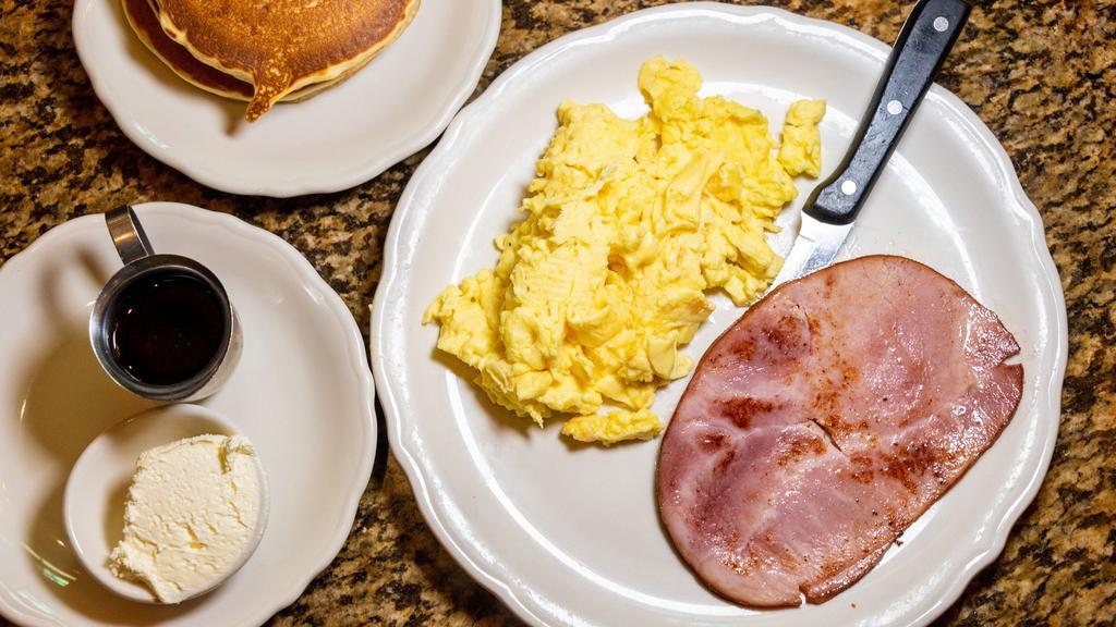 Smoked Ham & Eggs · A single generous piece of hand-sliced smoked ham.