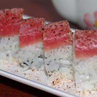 Hawaiian Roll · California roll with VIP style seared tuna on top.