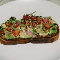 Avocado Toast · Smashed avocado, pickled red onions, cherry tomatoes, 'everything' seasoning on Clark Street...