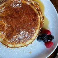 Classic Buttermilk Pancakes (Ve) · vegetarian - buttermilk pancakes served with maple syrup & butter