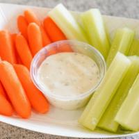 Veggies · Carrots and celery. Comes with ranch.