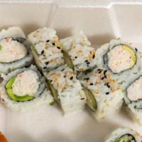 California Roll · Crab salad and avocado topped with sesame seeds.