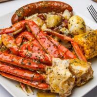 Just Crabs (5-8 Oz) · 2 Snow Crabs, 1 Corn, Egg, Sausage and Potatoes. Large Portions! Plated for You to Enjoy!