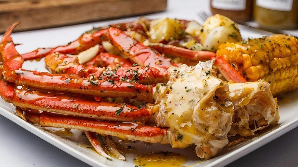 More Crabs And Shrimp (5-8 Oz) · 3 Snow Crabs, 15 Shrimp, 1 Corn, Egg, Sausage and Potatoes. Large Portions! Plated for You to Enjoy!