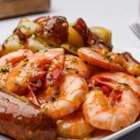 Small Shrimp · 12 Shrimps, Sausage and Potatoes. Large Portions! Plated for You to Enjoy!