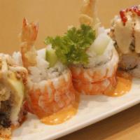 Shrimp Lover Roll · In: Avo Cucumber 2ShrimpTempura Crabmeat
Out: Shrimp Avo Crunch