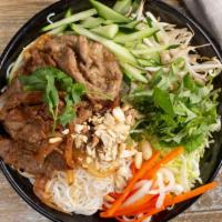 Vermicelli Noodles · Rice vermicelli noodles, & vegetables w/ choice of chicken, bbo pork, beef or tofu.

Note: T...