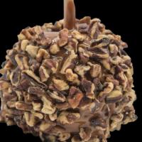 Pecan Caramel Apple · A Granny Smith Apple Covered In Freshly Made Caramel Then Rolled In Chopped Pecans.