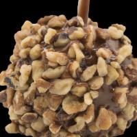 Walnut Caramel Apple · A Granny Smith Apple Covered In Freshly Made Caramel Then Rolled In Chopped Walnuts.