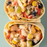 Southwest Chicken Burrito · Chili-Lime Chicken, Fajita Peppers and Onions, Southwest Rice, Pickled Onions, Chipotle Lime...