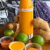 Ginger Turmeric Shot · Ginger, turmeric, cayenne pepper, orange juice, lime juice and agave.