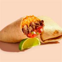 Carne Asada Burrito · Carne asada, rice, pico de gallo, beans.