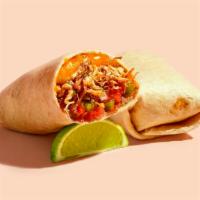 Carnitas Burrito · Carne asada, rice, pico de gallo, beans.