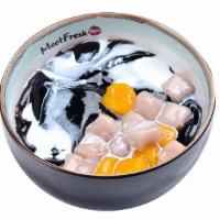 Icy Grass Jelly Signature · Cold. Includes taro balls, grass jelly shaved ice, and grass jelly. Served with 1 compliment...