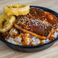 Salmon · Grilled Salmon over rice topped with our house specialty teriyaki Sauce