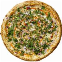 Buffalo Chicken · Our special buffalo sauce topped with oven roasted chicken, red onions, cilantro, and ranch ...