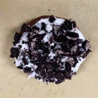 Cookies 'N Cream · Chocolate Cake Donut topped with our Marshmallow Glaze and Chopped Oreo Cookie pieces.
